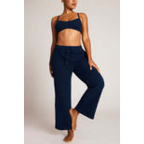 Waffle Knit Cropped Track Pant in Navy – Negative