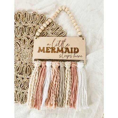 Little mermaid sleeps here | boho | nursery sign | girls room decor | nursery | mermaid nursery | mermaid decor | boho room decor