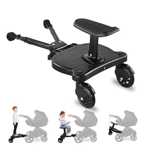 Universal Stroller Board with Detachable Seat, 2-in-1 Strollers Board Attachment | Suitable for Most Brands of Strollers, Stroller Standing Board Holds Children Up to 55lbs