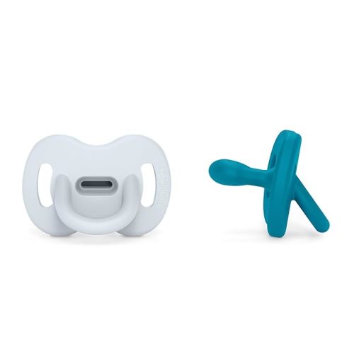 Color Essence SX PRO Silicone Baby Pacifier 2Pk, Made with 100% Soft Silicone, Baby Essentials Perfect for Breastfeeding Babies, Designed in Spain, 0-6 Mths, Ballad Blue/Deep Ocean