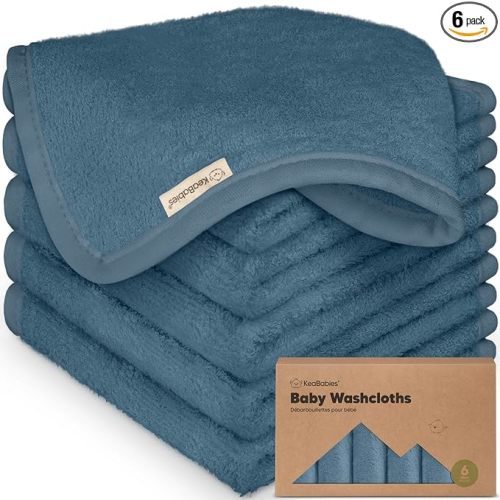 6-Pack Baby Washcloths – Soft Absorbent Viscose from Bamboo Washcloths for Face, Body, Baby Towels for Newborn, Kids, Toddlers, Infant, Gentle on Sensitive Skin, 10x10 Reusable Face Towels (Navy Blue)
