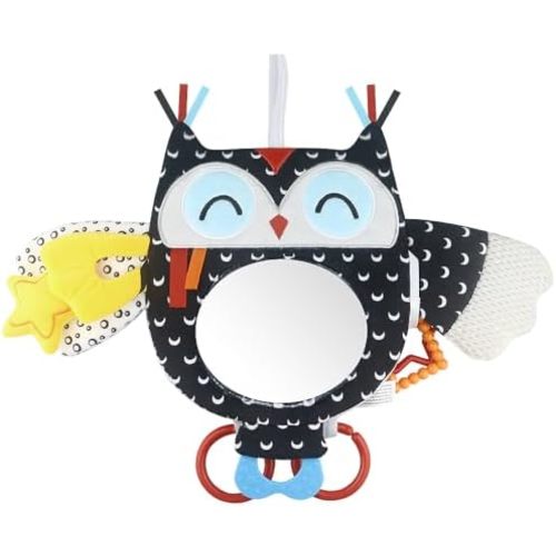 Baby Black and White Toy with in-Sight Car Mirror for Hanging car seat, Stroller, Crib, High Contrast Baby Toys for Neborn Tummy time (White&Black)