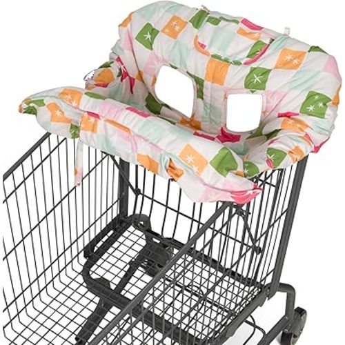 Shopping Cart Cover for Baby, 2-in-1 Grocery Cart Cover for Baby & High Chair Cover, Padded Seat with Safety Harness, Washable Soft Fabric Baby Shopping Cart Cover, Fits Most Carts & Chairs