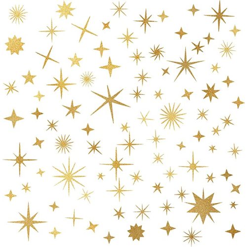 Sparkle Decals Star Wall Decals Nursery Wall Decal Kids Room Decor Stars Walls Art Murals Baby Room Star Stickers Peel and Stick Removable Decal Celestial Decoration(Vintage Gold)