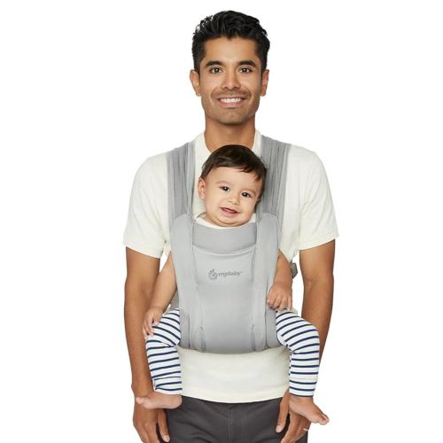 Ergobaby Embrace Baby Carrier Newborn to Toddler - Breathable Baby Carriers for Summer - Cozy Essentials (7-25 Pounds), Soft Air Mesh, Soft Grey