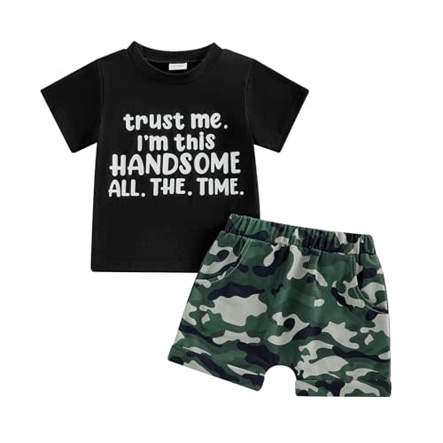 Nyapruwe Toddler Kids Baby Boy Summer Clothes 1T 2T 3T 4T 5T Boys Outfit Short Sleeve Shirt Top Camouflage Shorts Set