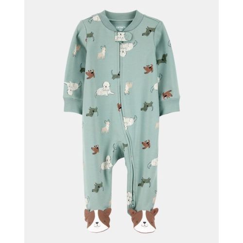 Baby Boy Dog Print 2-Way Zip Cotton Sleep & Play Pajamas - Green | Carter's