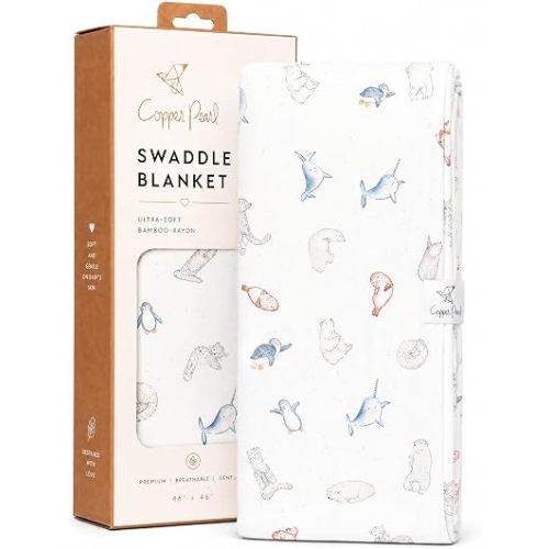 Copper Pearl Swaddle Blankets for Newborns | Soft Stretchy Receiving Blankets for Boys and Girls | Large 46 x 46 Inch Baby Blankets | Lightweight and Breathable Swaddles | Arctic Wonder