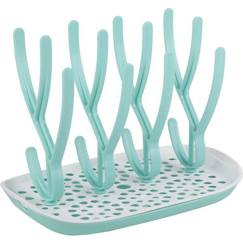 ToeZee Baby Bottle Drying Rack Space Saving Countertop Baby Bottle Holder, Drying Rack for Baby Bottles Accessories - Stores Up to 12 Bottles, Dishwasher Safe Aqua