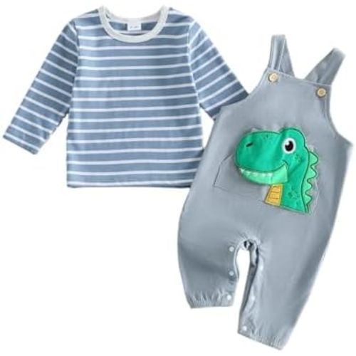 Kavousa Newborn Baby Boy Fall Winter Clothes Shrit Overall Pants Set Outfit