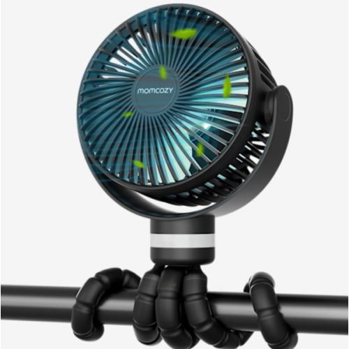 Momcozy Portable Stroller Fan, 8000mAh, 27H Ultra-long Battery Life, Detachable 4 Speed 360°Rotate, LED Night Light with 2 Modes, USB Rechargeable Handheld Cooling Fan for Travel, Car Seat, Bedroom