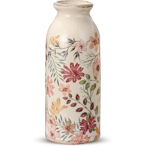 Ceramic Small Vase Rustic Farmhouse Vase Boho Vases Home Decoration for Your Kitchen Bedroom Office Bathroom& Shelf Centerpiece Table Decorative (7.8 Inches,Vintage)