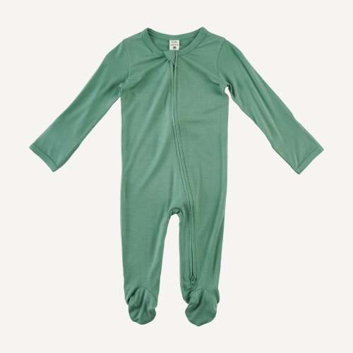 long sleeve two way zipper footie | malachite | bamboo – kate quinn