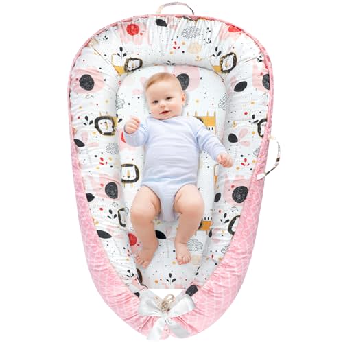 URMYWO Baby Lounger - Baby Lounger for Newborn 0-24 Months, Breathable & Soft Cotton Baby Nest Cover Infant Lounger, Babies Newborn Essentials Gifts, Portable Baby Floor Seat for Home and Travel