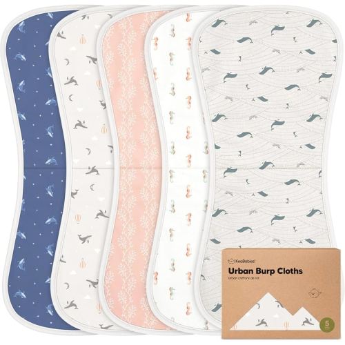 Organic Burp Cloths Baby Boy & Girl - 5-Pack Super Absorbent Cotton Burping Cloths for Babies, Soft & Plush Newborn Spit Up Rags, Infant Towels for Milk Spit Up, Unisex, Large 21" x 10" (Marine Muse)