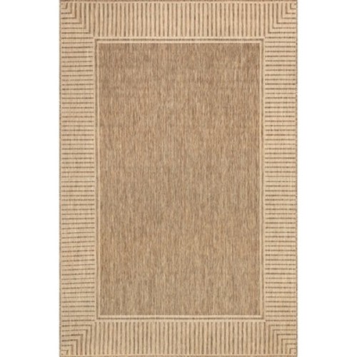 Nuloom Asha Simple Striped Indoor/Outdoor Area Rug, 9' 6" x 12', Light Brown