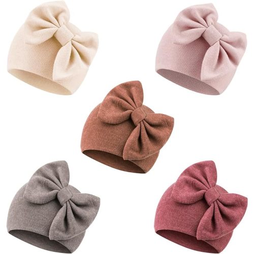 BQUBO Newborn Baby Girls Hats Hospital Hat Baby Cotton Beanie Infant Big Bow Hats for 0-24 Months