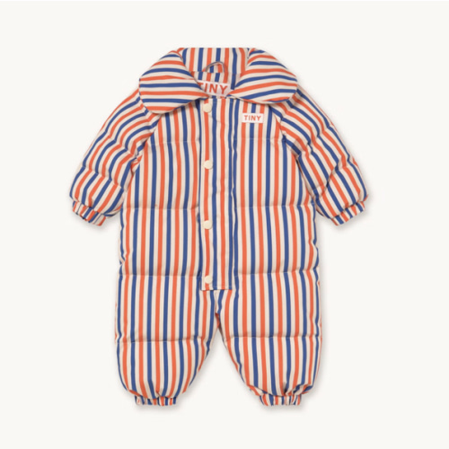 STRIPES PADDED OVERALL summer red/dark blue | TINY