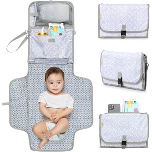 KeaBabies Portable Diaper Changing Pad, Baby Changing Mat (Gray Mod)