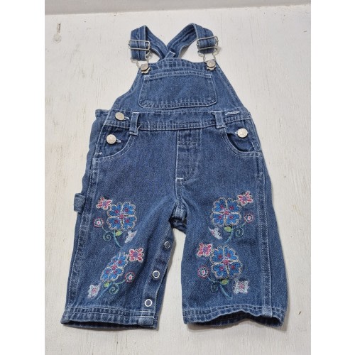 VTG 90s Y2K Sesame Street Embroidered Denim Overalls 3/6 M Month Flowers Baby