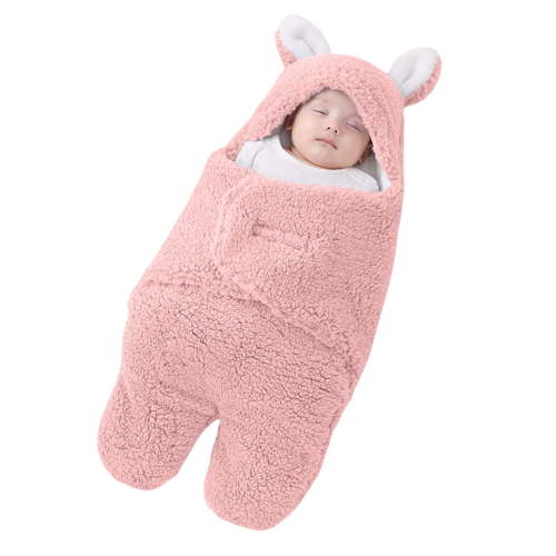 WUXIAN Baby Swaddle Bag Infant Unisex Solid Color Wrap Sleeping Sack Baby Swaddle Bag Hat Baby Care,Pink,3-6M