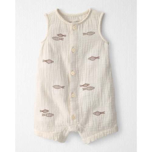 Baby Organic Cotton Gauze Embroidered Romper - Little Planet | Carter's