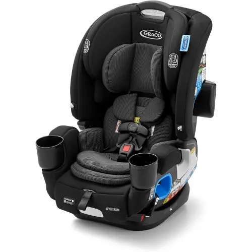 Graco 4Ever DLX Slim 4-in-1 Infant to Toddler Car Seat, Rear Facing, Forward Facing, to High Back Booster & Backless Booster, Slim Car Seat Saves Space & Grows with Child, Thompson
