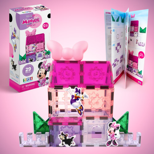 Official Disney Junior Minnie Mouse Magnetic Tile Travel Set - 29-Piece - Ages 3+