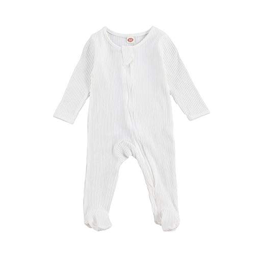 Goelsakurara Newborn Baby Boy Girl Romper Bodysuit Long Sleeve Footie Onesie Jumpsuit Ribbed Pajamas Sleepwear Outfit Clothes
