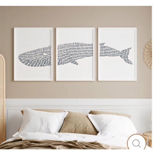 Blue Whale Illustration - Set of 3 | Modern Beach Triptych Framed Art– Jetty Home
