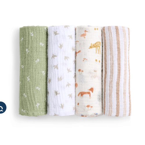 aden + anais sage woodland cotton muslin swaddles 4 pack