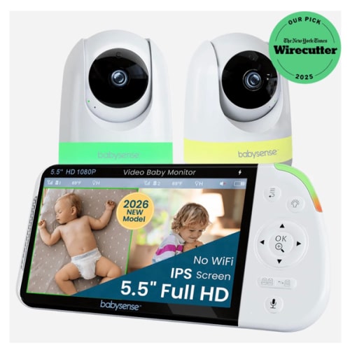 Babysense Pro 5.5" HD Split-Screen Baby Monitor with 2 Cameras