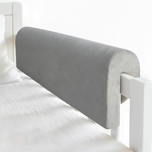 Toddlers' Bed Rail Bumpers Protector, Children's Bed Guardrail Padding, Soft Cushioned Barrier, Increased Height, Easy to Install, Washable Cover, Fits Floor, Bunk & Loft, 2.3 Ft, Gray, 1Pack