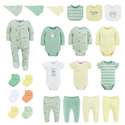 The Peanutshell Cu-tea Baby Clothes Set with Baby Socks, Pants, Bibs, and Sleepers, 0-3 Months, 23-Piece