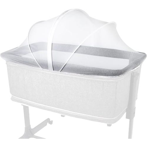Bassinet Cover to Keep Cats Out, Mosquito Net Cover with 2-Way Zipper for Baby Crib, White