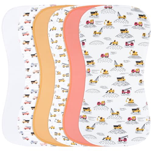 Benoxine 2-in-1 Burp Cloths and Baby Bibs - 6 Pack Large Super Absorbent Soft Cotton Burping Cloths for Spit Up, 3 Layers Thick Baby Burp Rags for Girls & Boys
