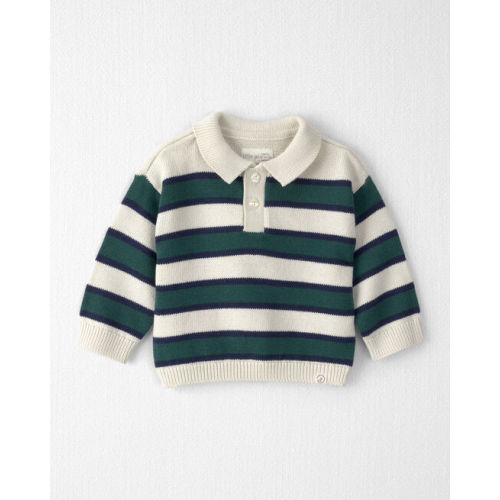 Baby Boy Organic Cotton Sweater Knit Polo in Stripes - Little Planet | Carter's