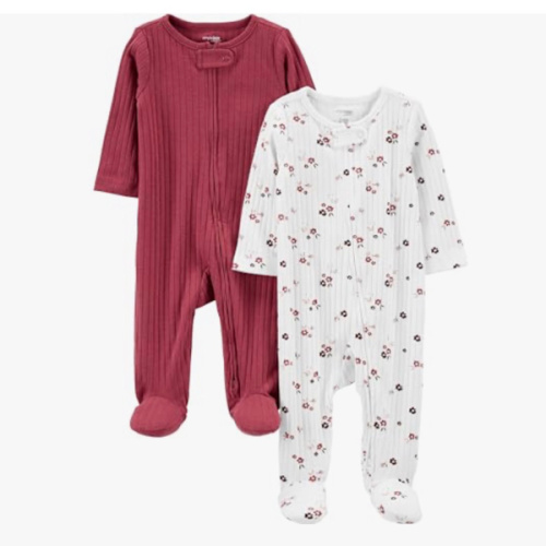 Light Burgundy Sleepers 2-Way Zip, 2pk