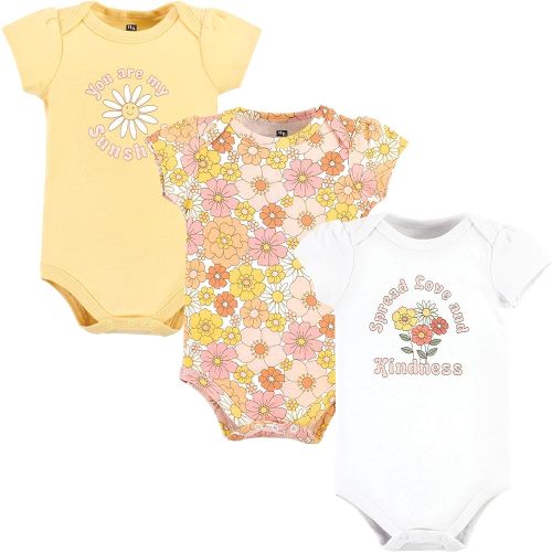 Hudson Baby Cotton Short Sleeve Bodysuits, 3 Pack Shirt