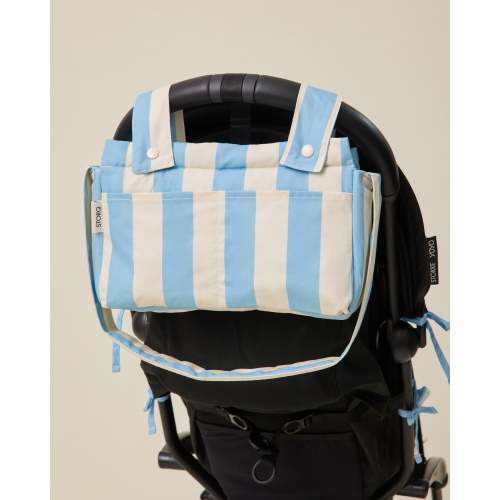 Universal Baby Stroller Organizer Bag Converts To Crossbody | Blue Wide Stripe - Storq by Kindred Bravely