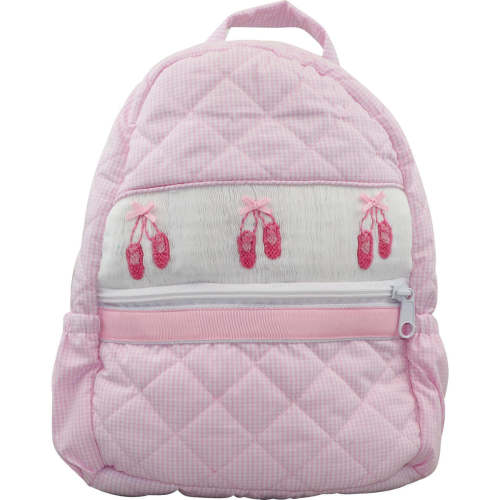 Pink Gingham Smocked Ballet Backpack