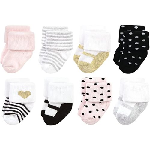 Hudson Baby baby-girls Cotton Rich Newborn and Terry Socks