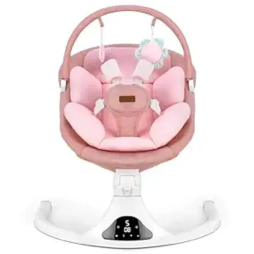 Baby Swing, Infant Swing with Remote Control, 5 Speed Adjustable, Machine Washable Seat Pad, 5 Point Safety Harness, Bluetooth Music, Electric Swing for Babies, Indoor Outdoor Use (Pink)