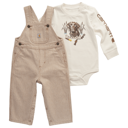 Carhartt Long-Sleeve Bodysuit and Stripe Overalls Set for Babies