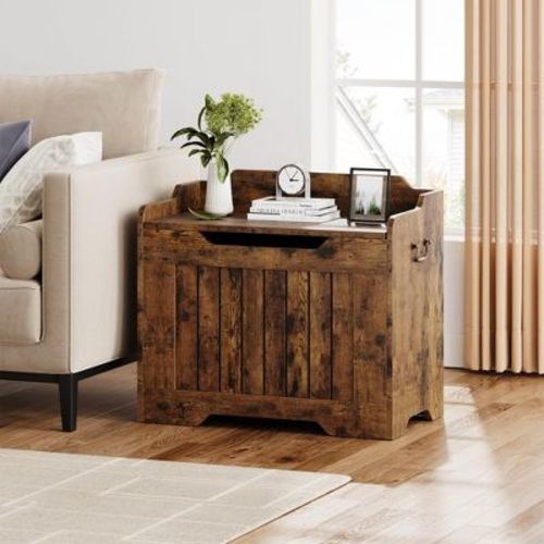 Toy Storage Chest with Safety Hinge - 350lb Capacity Wooden Trunk Bench for Playroom & Entryway