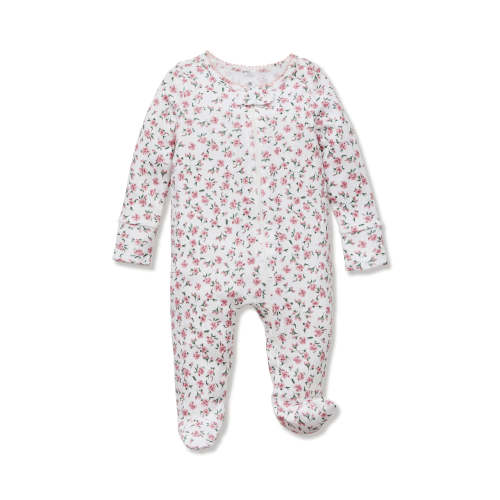 Baby's Pointelle Footie Romper in Pink Floral | Over The Moon