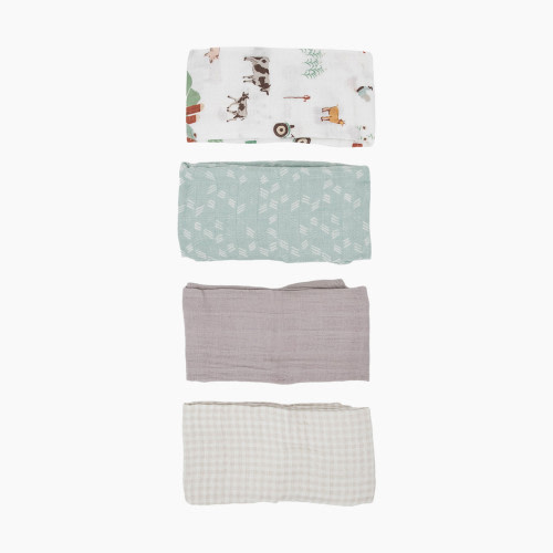 Little Unicorn Cotton Muslin All-Purpose Squares 4-Pack - Farmyard, 4
