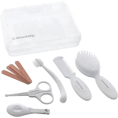 Dreambaby Essential 10pc Baby Grooming Kit, Newborn Safety Care Set with Brush, Comb, Toothbrush, Nail Clippers, Nail Scissors, Emory Boards and Storage Case