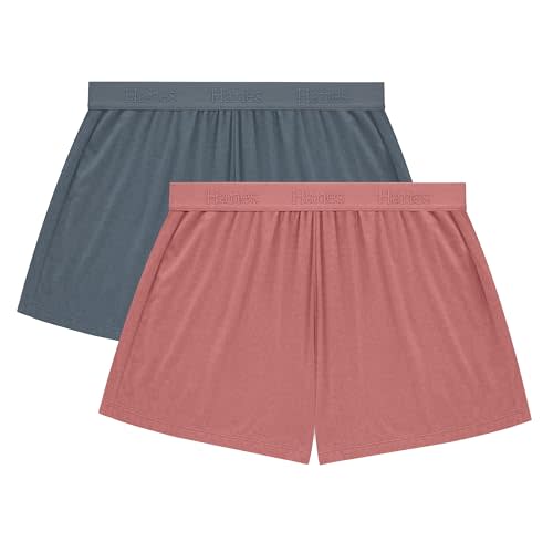 Hanes Womens Originals Sleep Shorts, 2-Pack, Comfywear Supersoft Lounge Shorts Pack, 3.25"