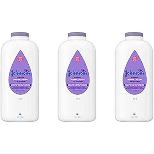 Johnson's Baby Powder, Pure Cornstarch, Lavender, 22 Ounce (Pack of 3)